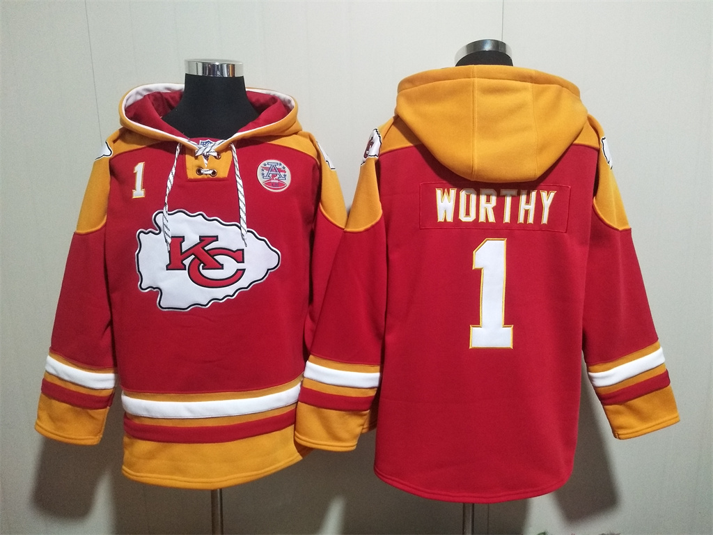 Kansas City Chiefs #1 Xavier Worthy Hoodies Sweatshirts with Customized Design Embroidered Jerseys